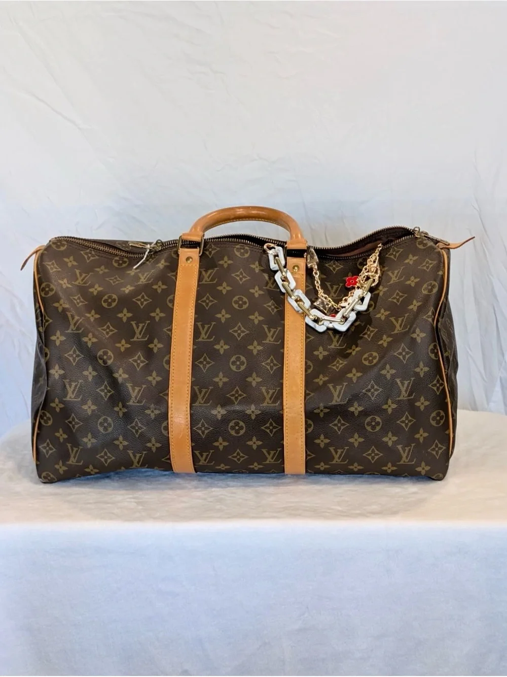 Louis Vuitton Monogram Canvas Keepall 45 Duffel Bag in Brown and Tan